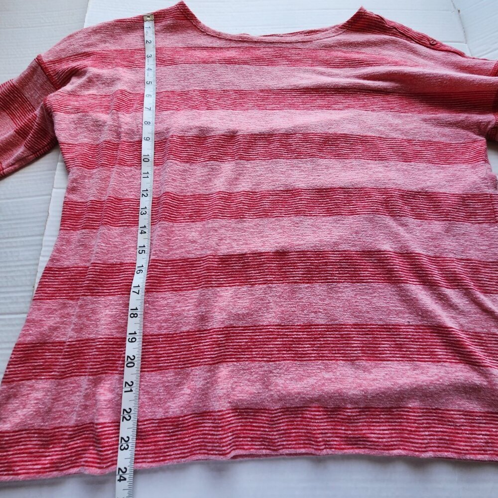 T By Talbots Woman's Size XL Heather Pink & Red Striped Long Sleeve Pullover Top - Picture 13 of 15